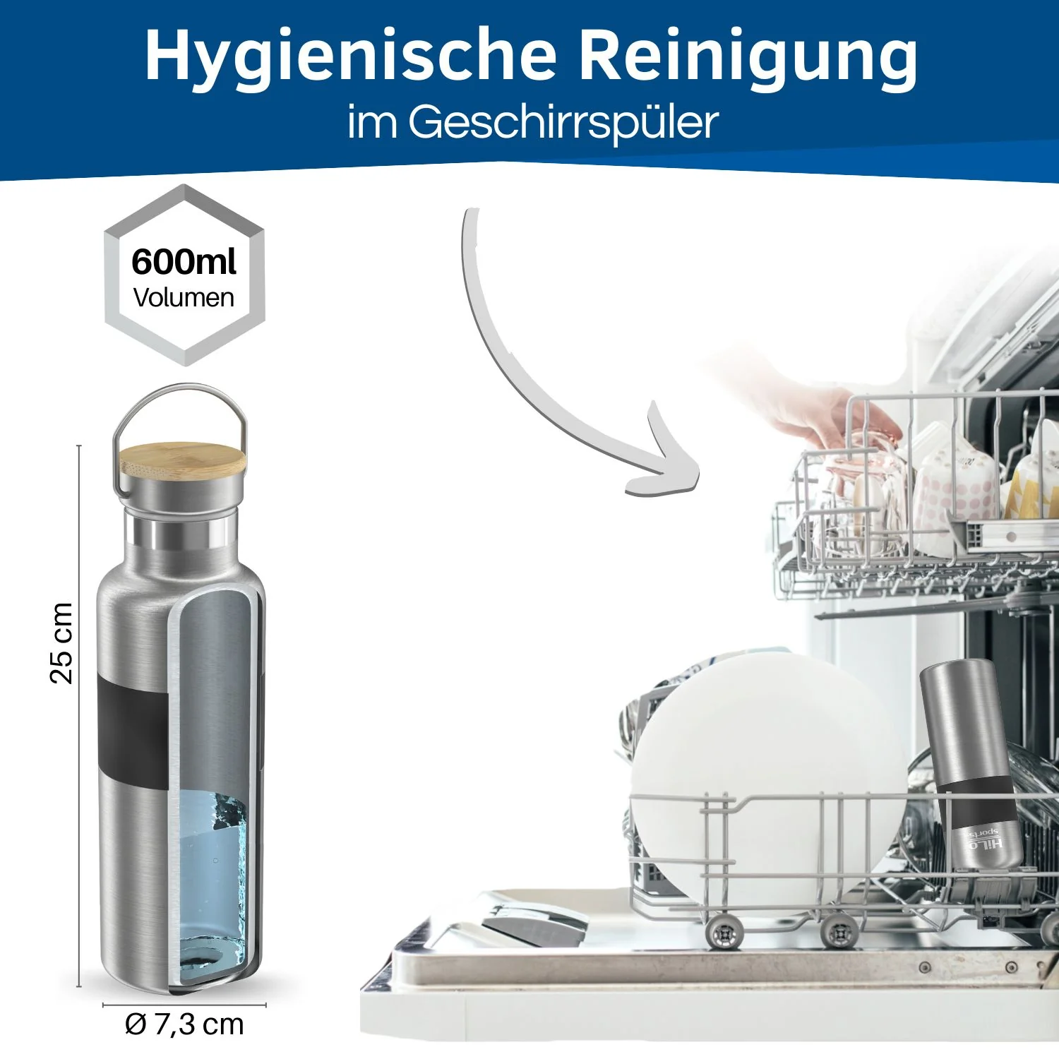 Isolierte Fahrrad Trinkflasche Edelstahl , 600ml - Image 7