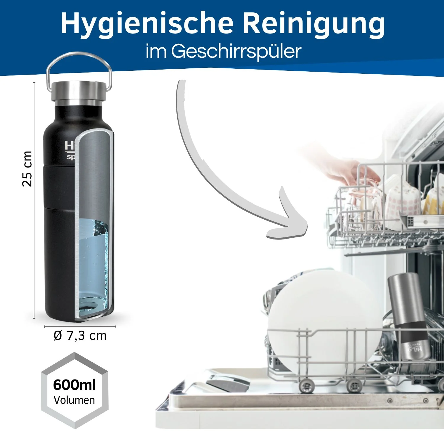 Isolierte Fahrrad Trinkflasche Edelstahl, beschichtet, 600ml - Image 7